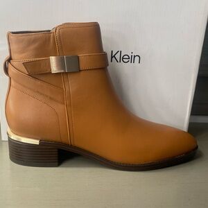 Calvin Klein Tan Ankle Boots with Gold Accent